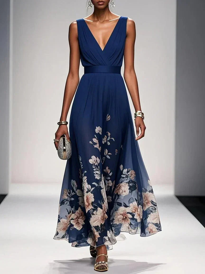 Women's Wedding Guest Floral Maxi Dress – Flowy Summer Occasion Dress