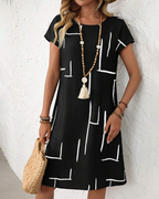 Women's Relaxed Vacation Dress – Flowy Printed Summer Dress
