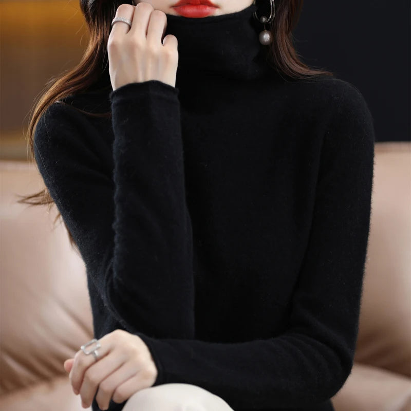 Women's Turtleneck Sweater – Soft Roll Neck Winter Sweater