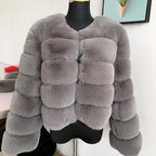 Women's Cropped Faux Fur Jacket – Plush Winter Statement Coat
