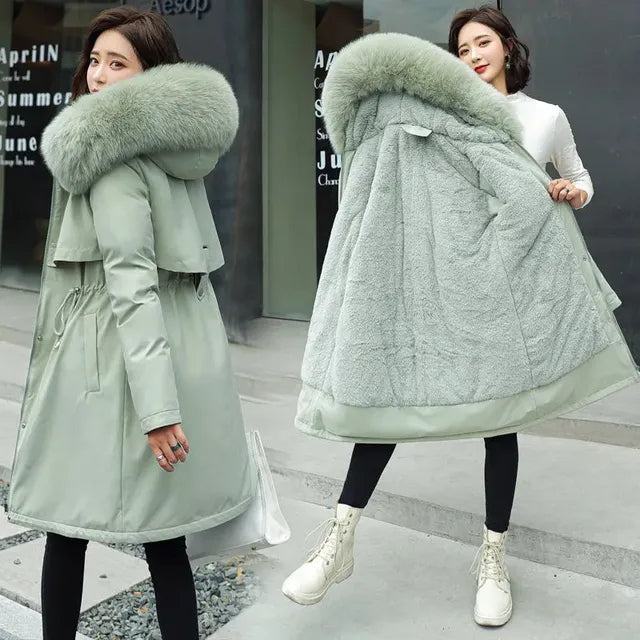 Women's Fur Lined Parka – Hooded Longline Winter Coat