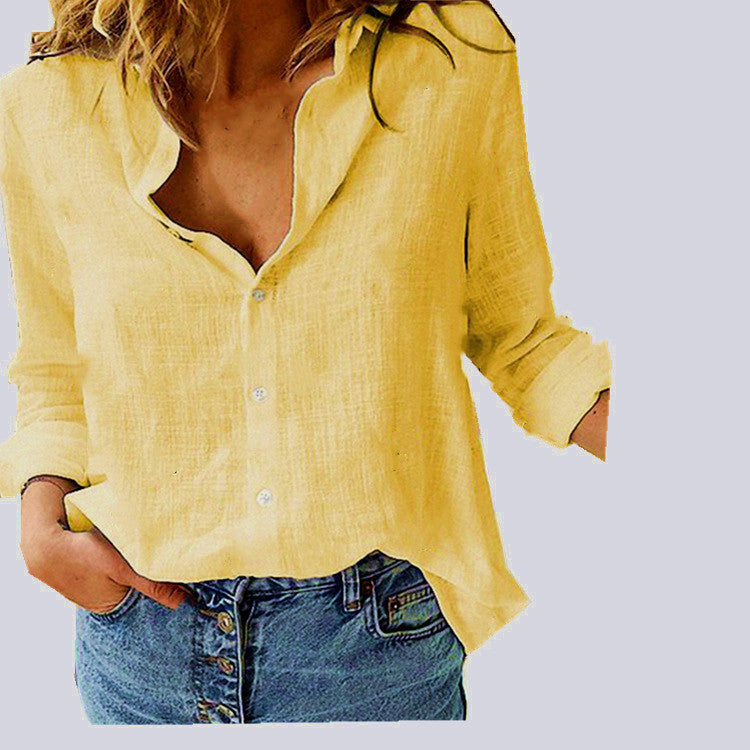 Women's Oversized Pocket Blouse – Relaxed Collared Button Blouse