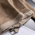 Women's Faux Shearling Jacket – Cropped Winter Aviator Jacket