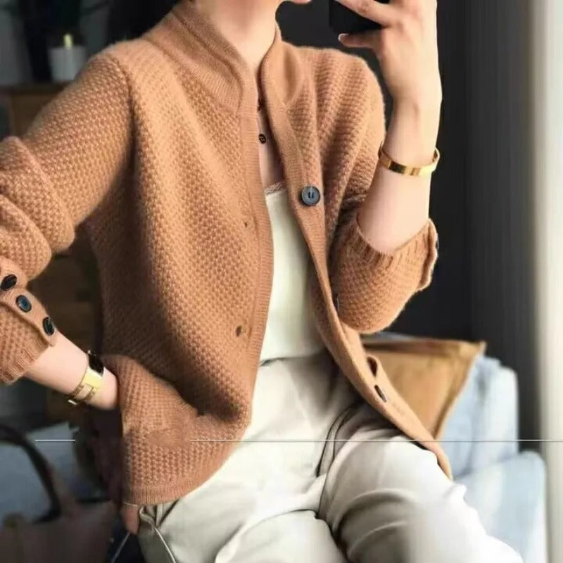 Women's Utility Pocket Cardigan – Textured Button Knit Sweater