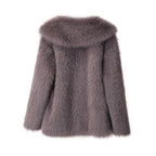 Women's Oversized Faux Fur Coat – Fluffy Winter Statement Jacket