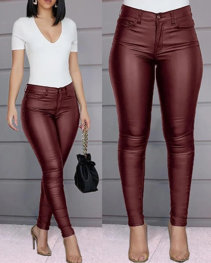 Women's High Waist Jeggings – Faux Leather Leggings