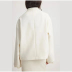 Women's Double-Breasted Winter Coat – Stand Collar Relaxed Coat