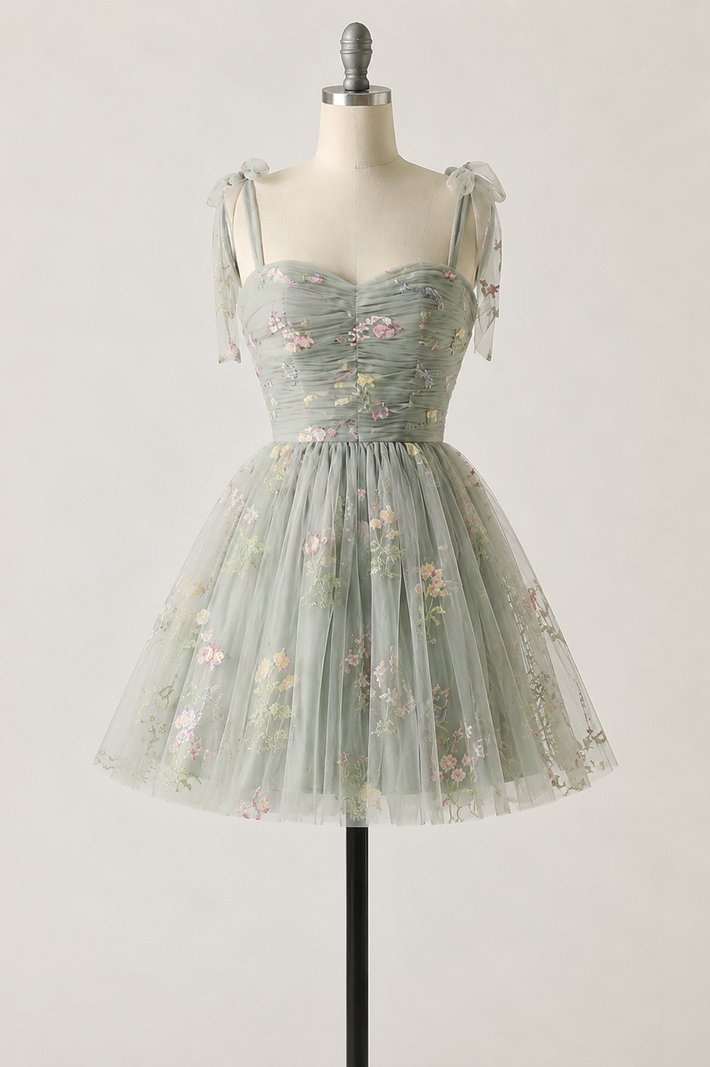 Women's Floral Embroidered Gown – Tulle A-Line Formal Evening Dress