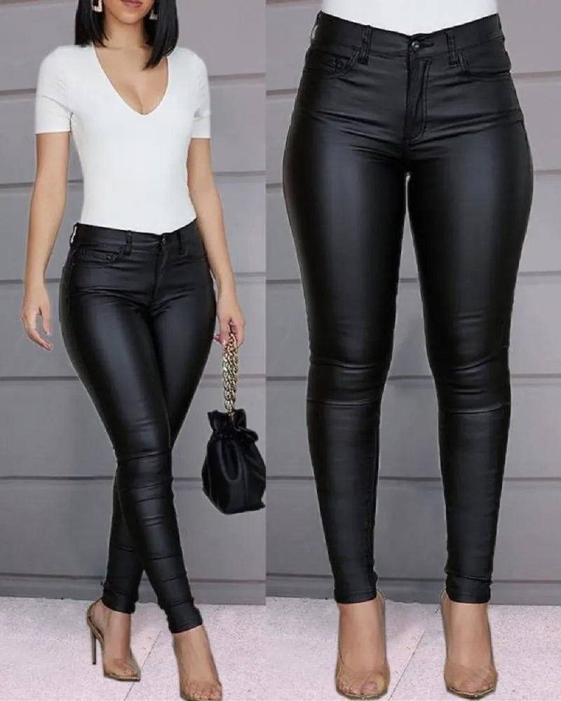 Women's High Waist Jeggings – Faux Leather Leggings