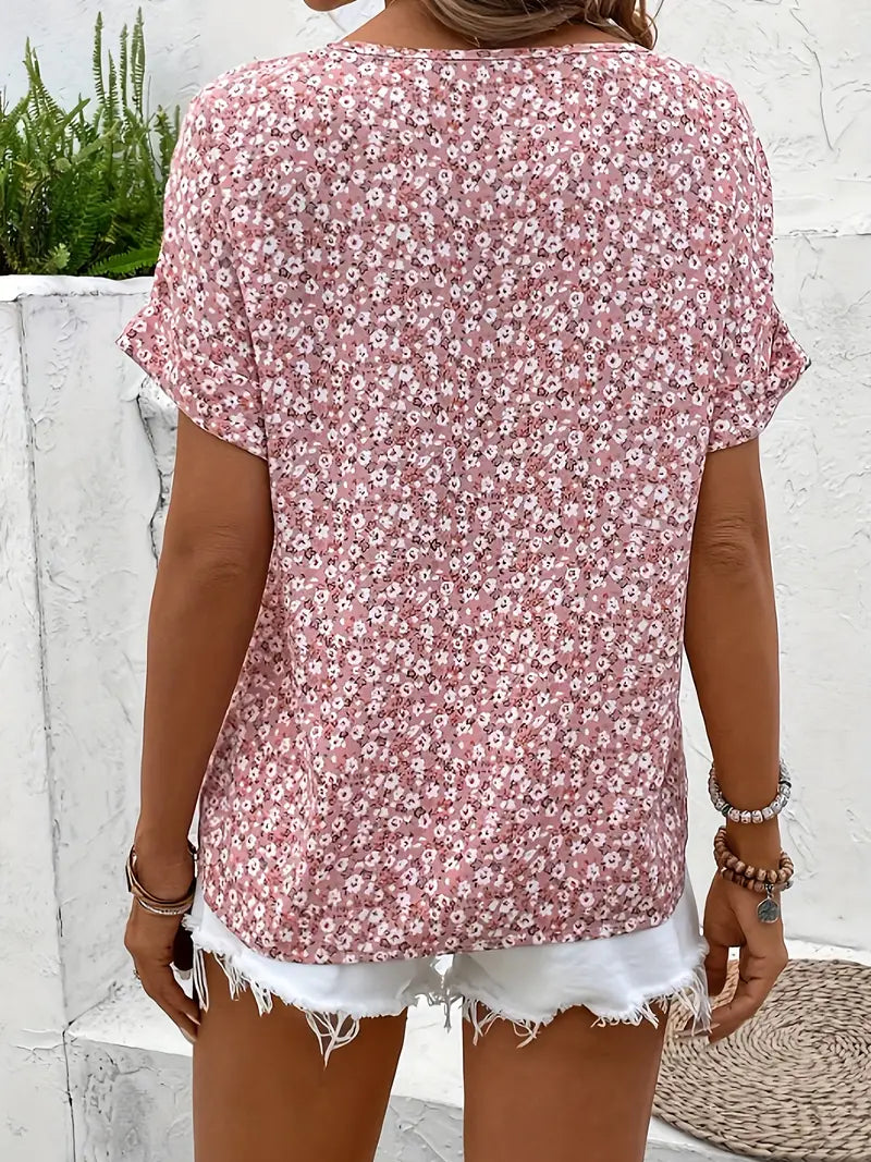Women's Floral Summer Blouse – Short Sleeve Blouse