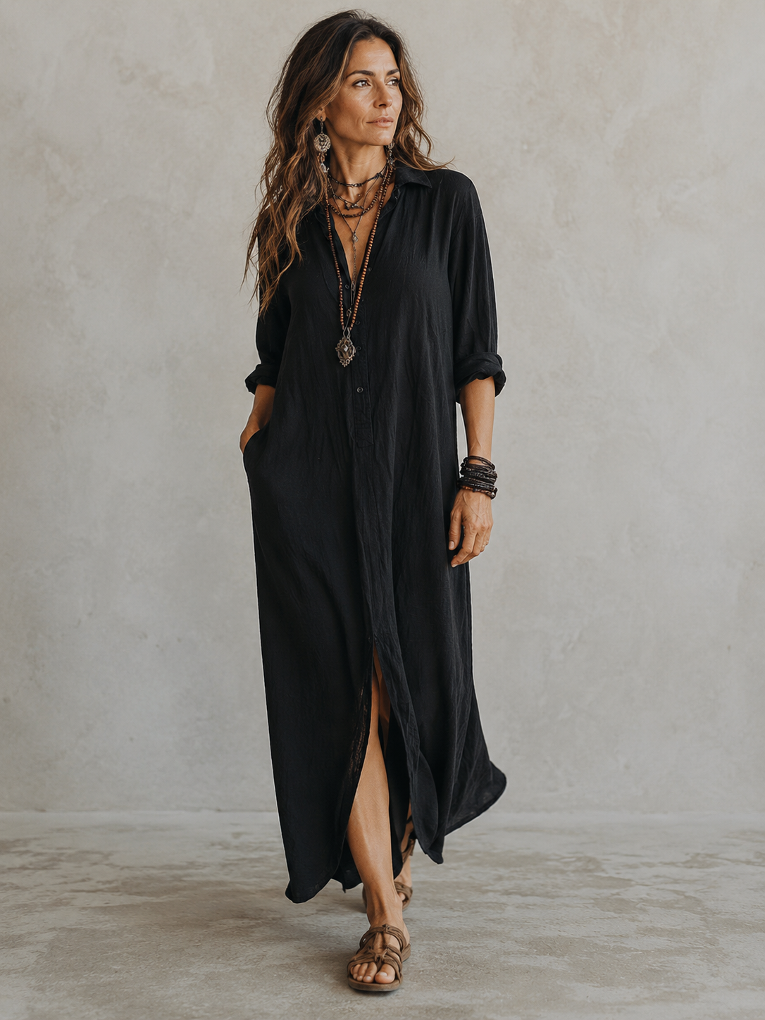 Women's Belted Wrap Midi Dress – Casual Summer Dress