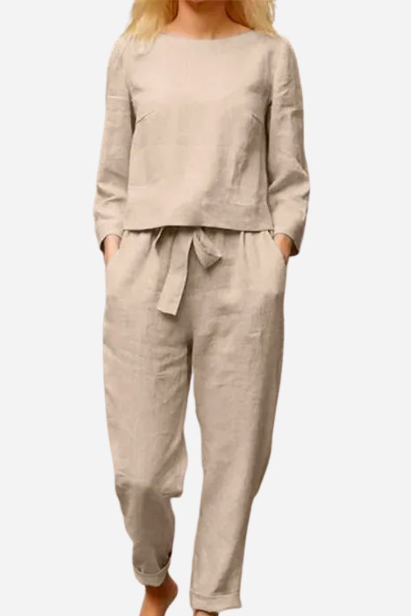 Women's Monochrome Two-Piece Set – Relaxed Top & Wide Leg Pants Set