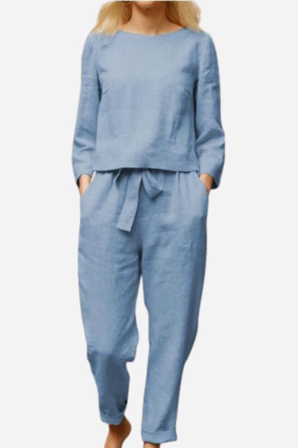 Women's Monochrome Two-Piece Set – Relaxed Top & Wide Leg Pants Set