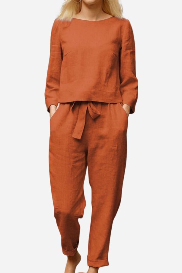 Women's Monochrome Two-Piece Set – Relaxed Top & Wide Leg Pants Set
