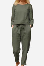 Women's Monochrome Two-Piece Set – Relaxed Top & Wide Leg Pants Set