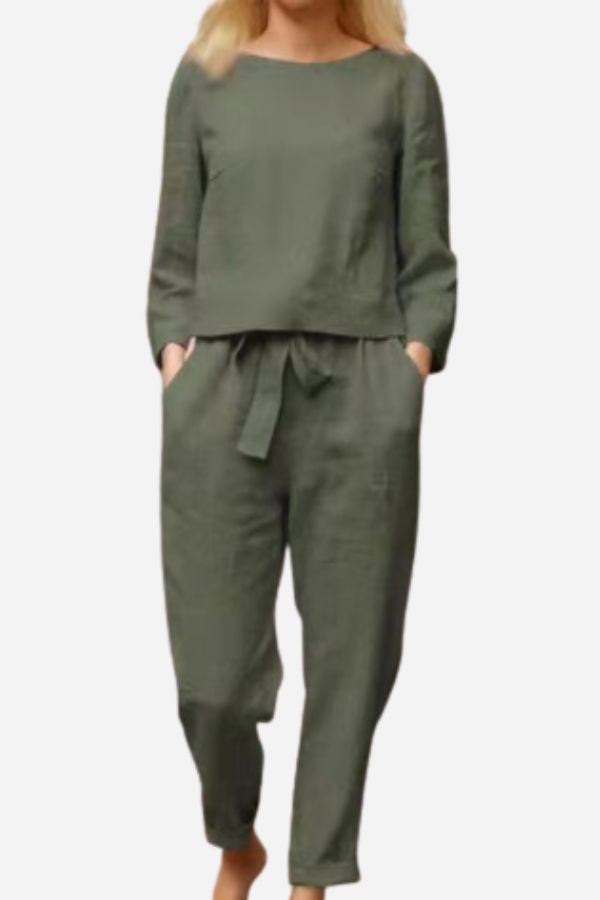 Women's Monochrome Two-Piece Set – Relaxed Top & Wide Leg Pants Set
