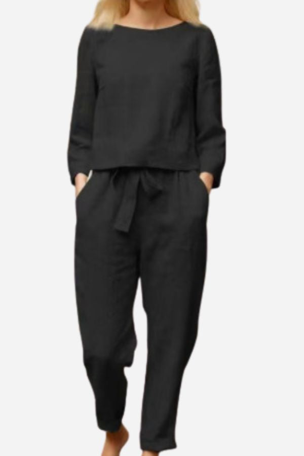 Women's Monochrome Two-Piece Set – Relaxed Top & Wide Leg Pants Set