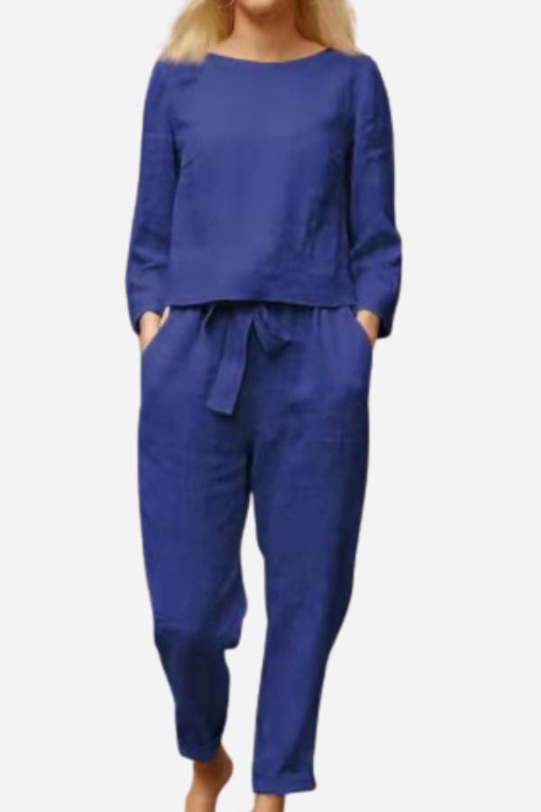 Women's Monochrome Two-Piece Set – Relaxed Top & Wide Leg Pants Set