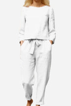Women's Monochrome Two-Piece Set – Relaxed Top & Wide Leg Pants Set