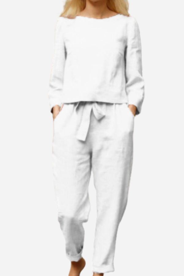 Women's Monochrome Two-Piece Set – Relaxed Top & Wide Leg Pants Set