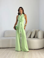 Women's Halter Neck Formal Jumpsuit – Flowy Evening Party Jumpsuit