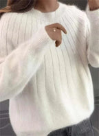 Women's Relaxed Knit Sweater – Classic Long Sleeve Crew Neck Pullover