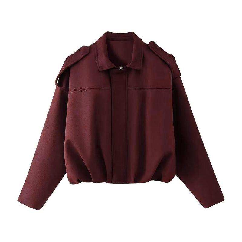 Women's Faux Suede Bomber Jacket – Casual Flight Jacket