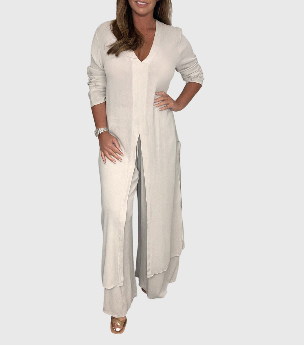 Women's Elegant Wide Leg Set – Matching Two-Piece Set – Naomi