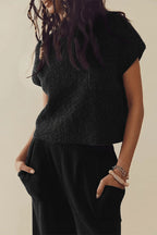 Women's Short Sleeve Pants Set – Crew Neck Top & High Waist Trouser Set