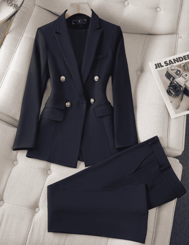 Women's Double-Breasted Pants Suit – Tailored Blazer Co-Ord