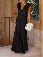 Women's Mermaid Maxi Dress – Deep V-Neck Fitted Evening Dress