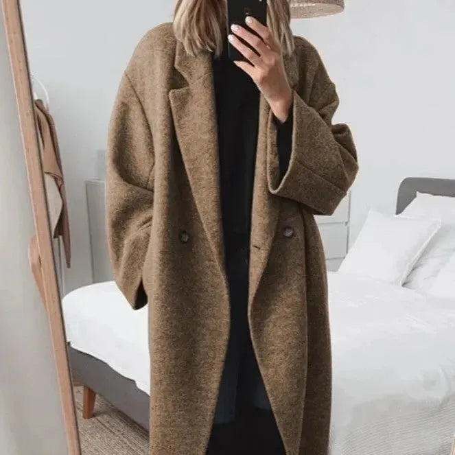 Women's Long Coat – Relaxed Fit Winter Coat – Sandra