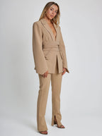 Women's Belted Blazer – Tailored Longline Wrap Jacket