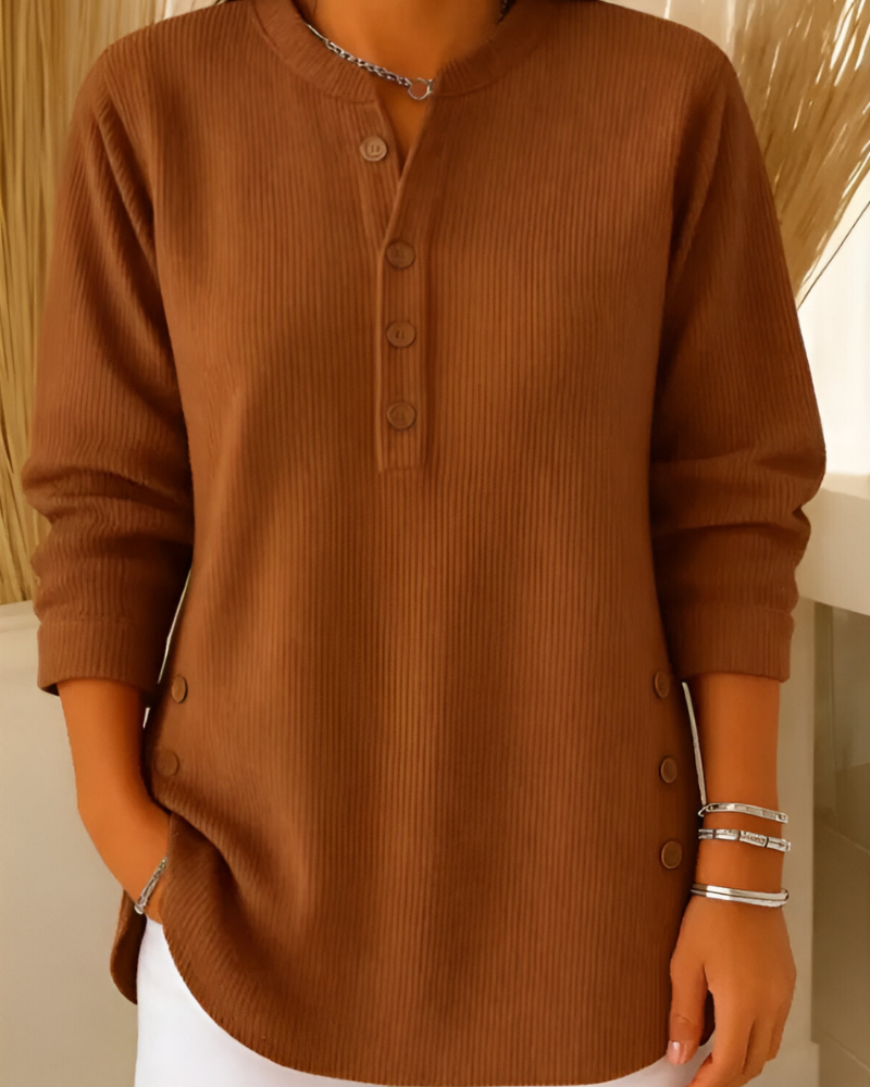 Women's Textured Knit Top – Relaxed Long Sleeve Sweater Top