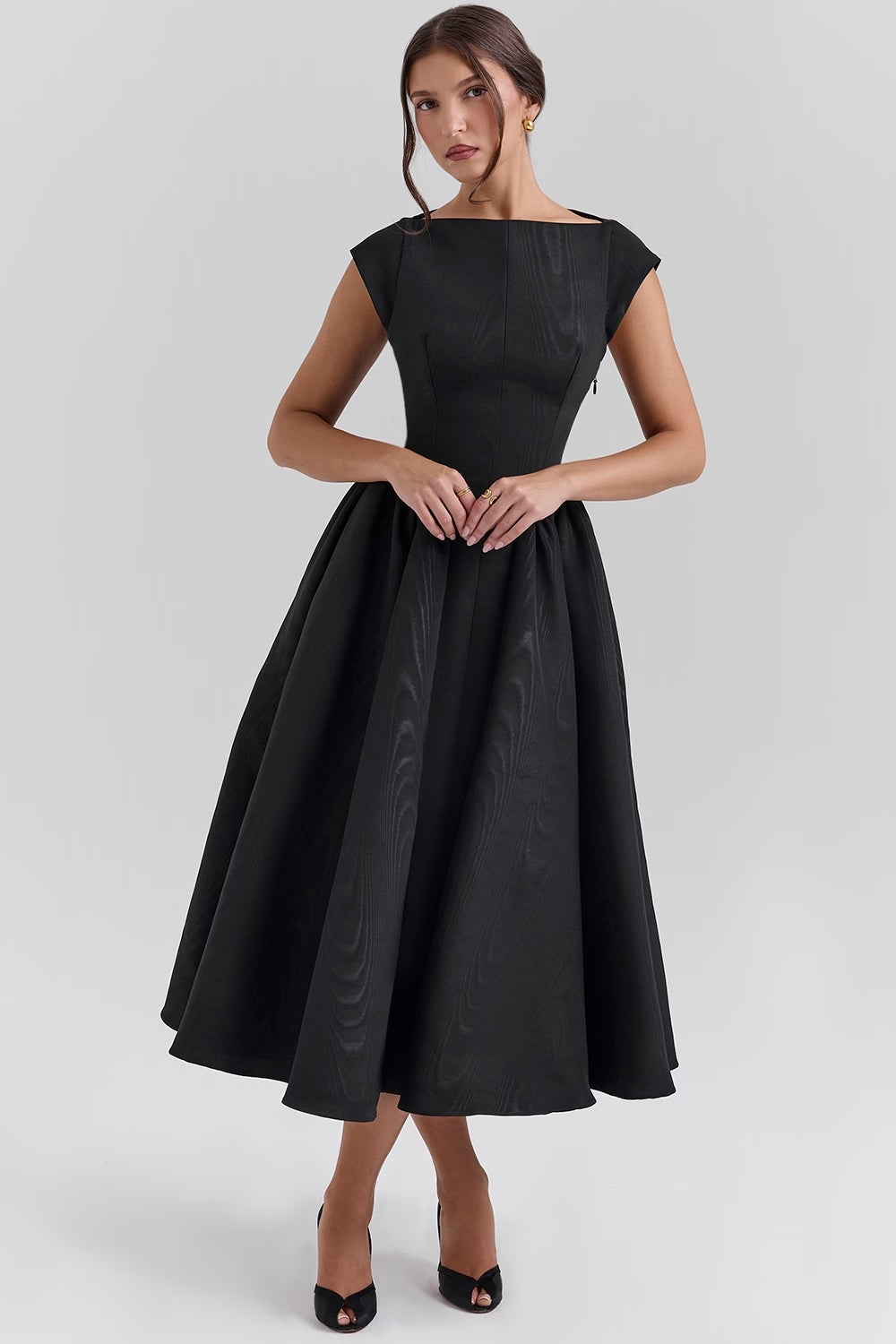 Women's Tailored Waist Dress – Flowy Formal Wedding Guest Dress