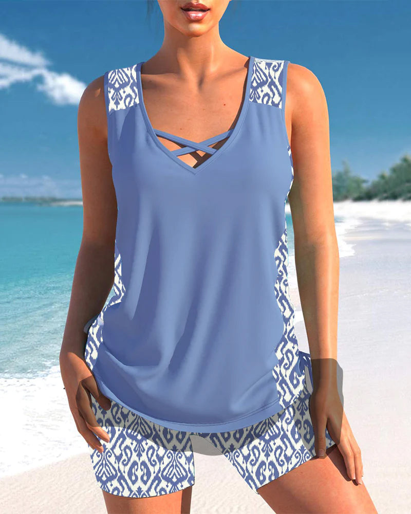 Women's Tummy Control Tankini Set – Two-Piece Swim Set – Blanche
