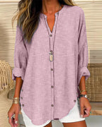 Women's Button Front Striped Blouse – Relaxed Casual Shirt Blouse
