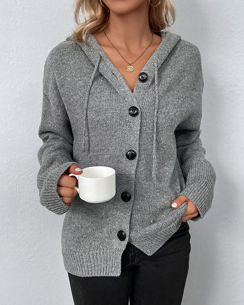 Women's Hooded Lace-Up Cardigan – Long Sleeve Casual Cardigan