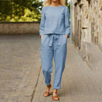 Women's Cargo Tracksuit Set – Flare Sleeve Top Matching Pants Set