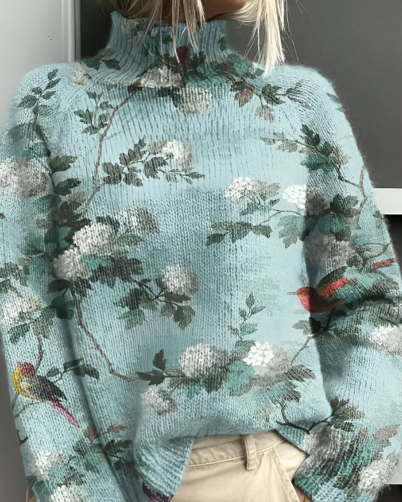 Women's Graphic Knit Sweater – Patterned Crew Neck Pullover
