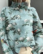 Women's Graphic Knit Sweater – Patterned Crew Neck Pullover
