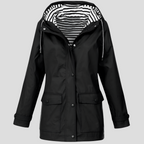 Women's Hooded Outdoor Rain Jacket – Wind and Water Resistant Zip-Up Jacket