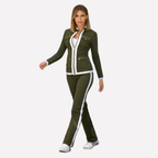 Women's Zip Jacket Tracksuit – Contrast Trim Matching Pants Set