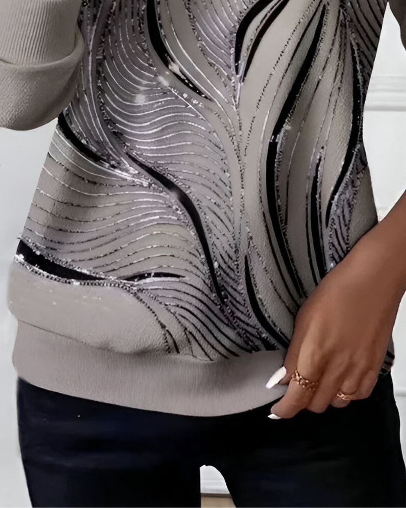 Women's Patterned Knit Sweater – Bold Print Relaxed Pullover