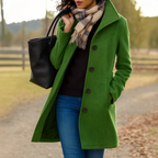 Women's Winter Coat – Button Front Long Coat – Judith