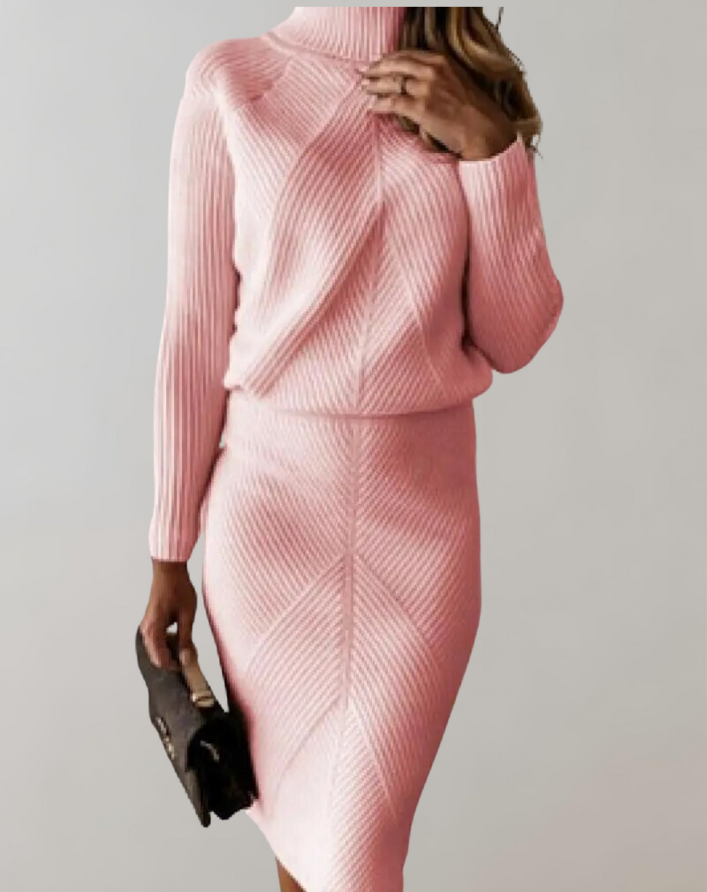 Women's Turtleneck Skirt Set – Long Sleeve Fitted Two-Piece Set