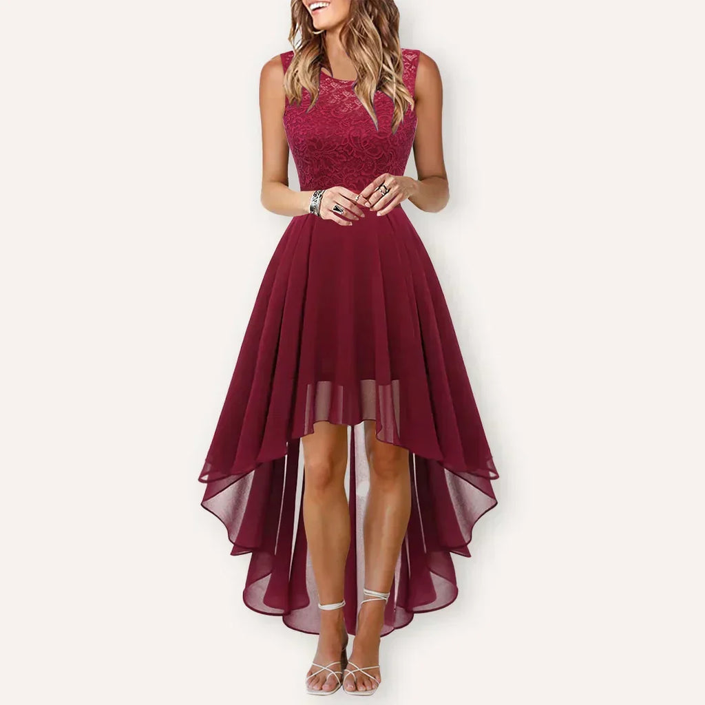 Women's Wedding Guest High-Low Dress – Flowy Asymmetrical Occasion Dress
