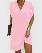 Women's V-Neck A-Line Dress – Flowy Everyday Summer Dress