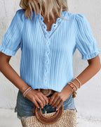 Women's Lace Detail Blouse – V-Neck Feminine Occasion Blouse