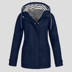 Women's Hooded Outdoor Rain Jacket – Wind and Water Resistant Zip-Up Jacket